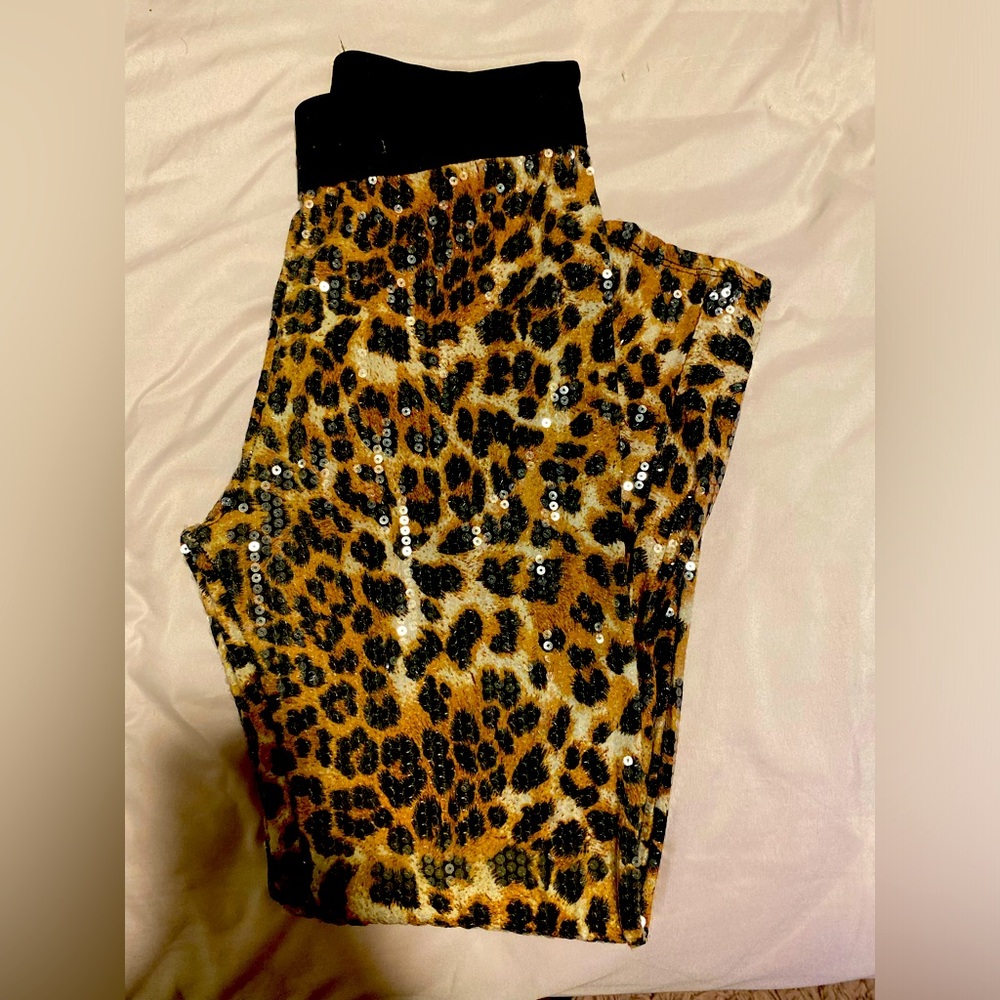 Cheetha Print Sequin Pants